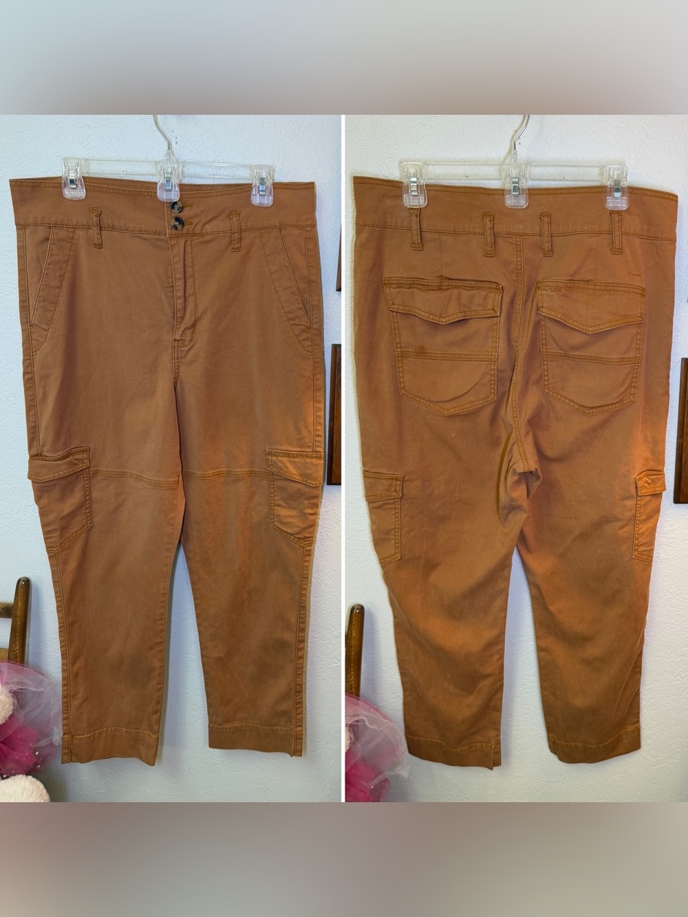 CAbi Paper Bag Cargo High Waist Crop Pant Sz 6 Brown Classy Safari Chic *NO BELT